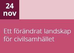 Grafik i rosa nyanser där det står 24 november, Ett förändrat landskap för civilsamhället