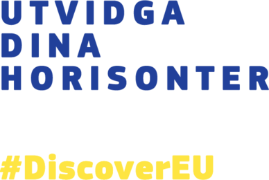 Text med uppmaningen "Utvidga dina horisonter" och hashtaggen "#DiscoverEU". Källa: EU-kommissionen