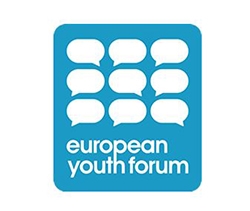 Bild med pratbubblor och texten European Youth Forum. 