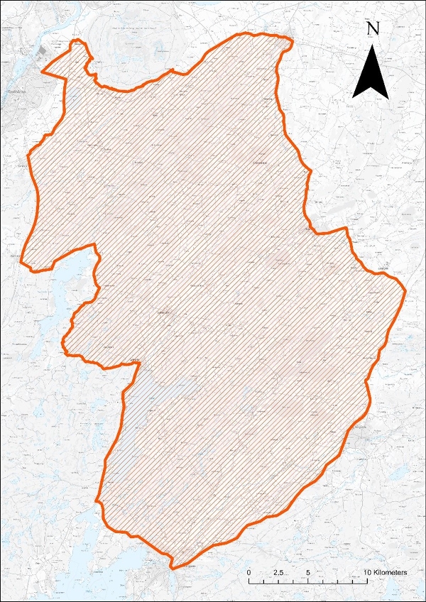 Karta över område för skyddsjakt dovhjort
