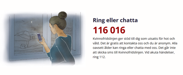 Kvinna tittar på en mobiltelefon i ett rum med fönstervy över ett månbelyst landskap.