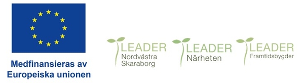 Loggor: medfinasieras av EU, Leader Nordvästra Skaraborg, Leader Närheten, Leader Framtidsbygder 