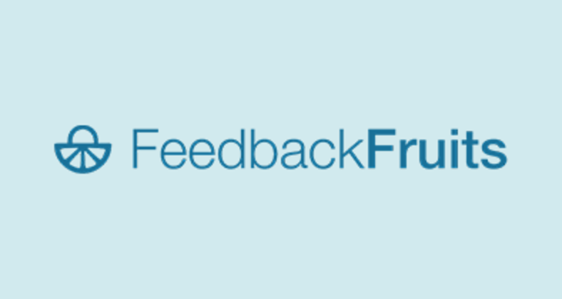 Logotyp för FeedbackFruits på ljusblå bakgrund.