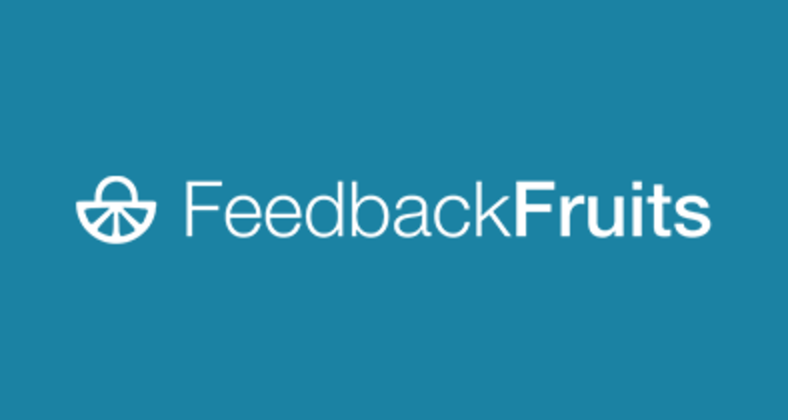 Logotyp för FeedbackFruits på turkos bakgrund.