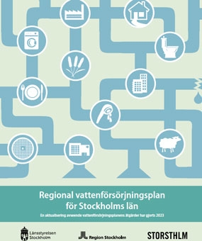 Förstasida av rapporten om vattenförsörjningsplanen för Stockholms län.