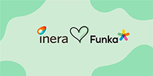 Inera logotyp hjärta Funka logotyp. Illustration