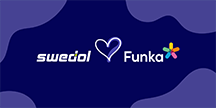 Swedol logo heart Funka logo. Illustration