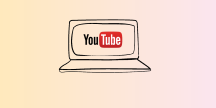 A laptop with the YouTube logo on the screen. Illustration
