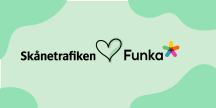 Skånetrafiken's logo heart Funka's logo