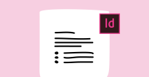 Et dokument og Adobe InDesign logo. Illustrasjon
