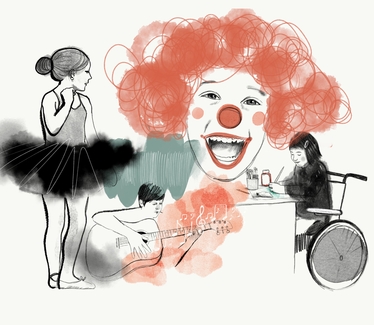 Illustration av barn som utövar olika aktiviteter