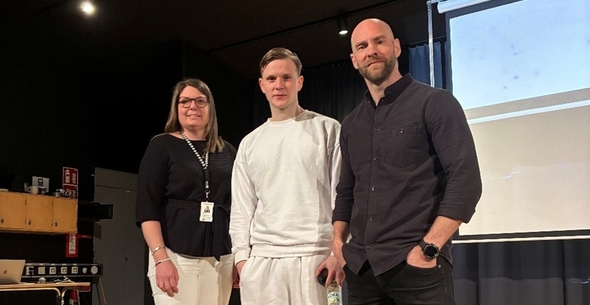 Foto på Elin Görbring (Älmhults kommun), Ludvig Deltin och Emil Rosén Adsten (Fryshuset)