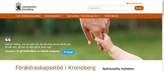 Webbplatsen Föräldraskapsstöd i Kronoberg