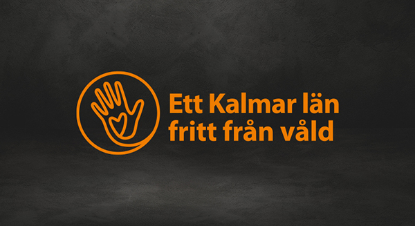 Logotyp i orange mot svart, Ett Kalmar län fritt från våld 