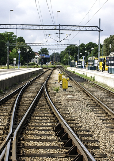 Bild på tågspåren vid Kalmar station