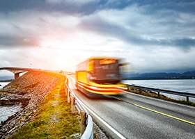 Bus going in high speed. Photo: Shutterstock