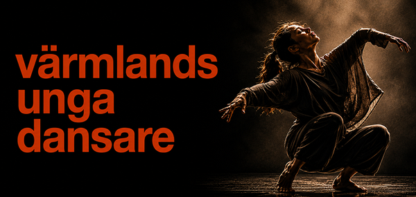 En ung dansare i dramatisk pose mot mörk bakgrund, med texten "värmlands unga dansare" till vänster.