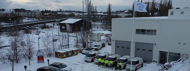 Flygfoto över Norrvattens lokaler i Rotebro