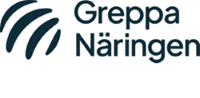 Logotyp för Greppa Näringen med mörkblå text och symbol