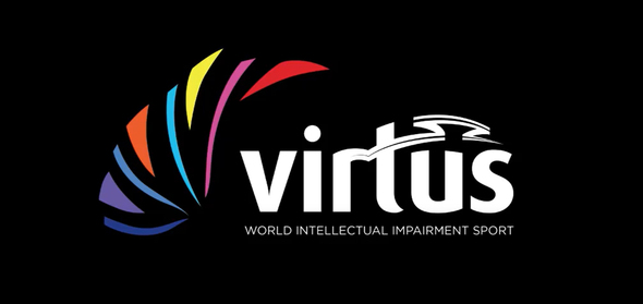 Färgrik logotyp för Virtus, World Intellectual Impairment Sport.