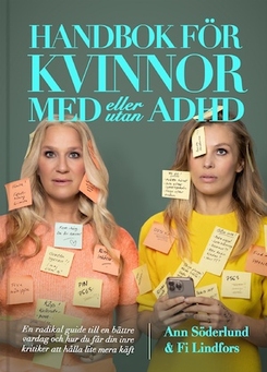 Två kvinnor täckta med post-it-lappar ser in i kameran på en bokomslagsbild.