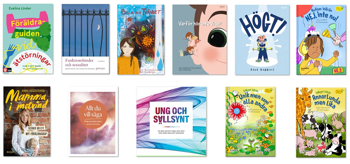 Samling av bokomslag.