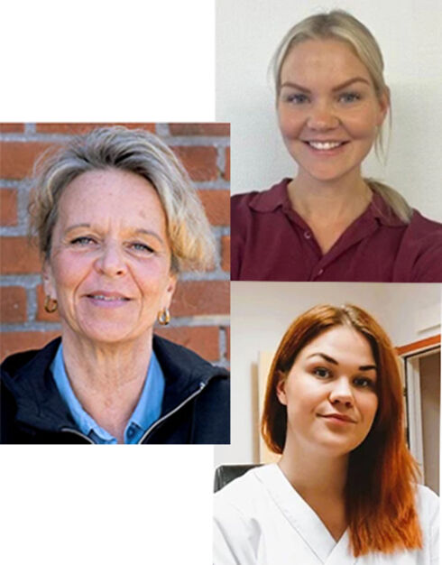 Collage med tre porträtt av leende kvinnor i olika åldrar