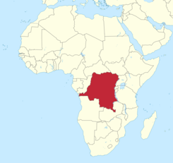 Bild från Wikipedia. Karta som visar var DRC ligger i Afrika.