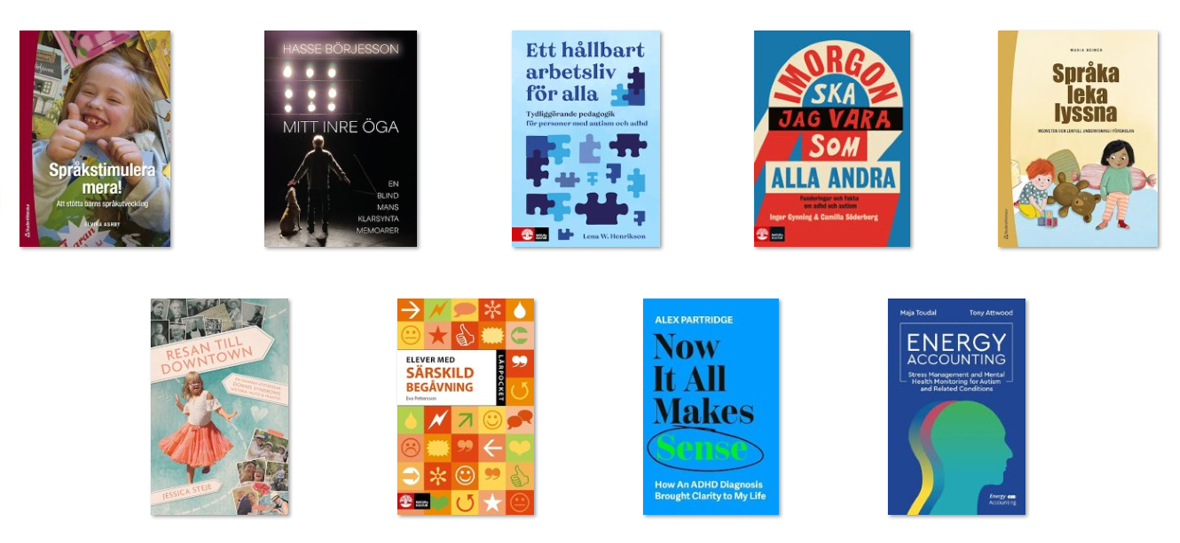 Samling av bokomslag.
