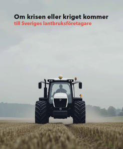 Bilden visar broschyren med en traktor på väg mot oss 