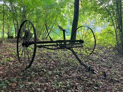 Gammal räfsa i skogsmiljö. Gammal räfsa i skogsmiljö.