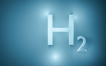 Texten H2 som står för vätgas. 